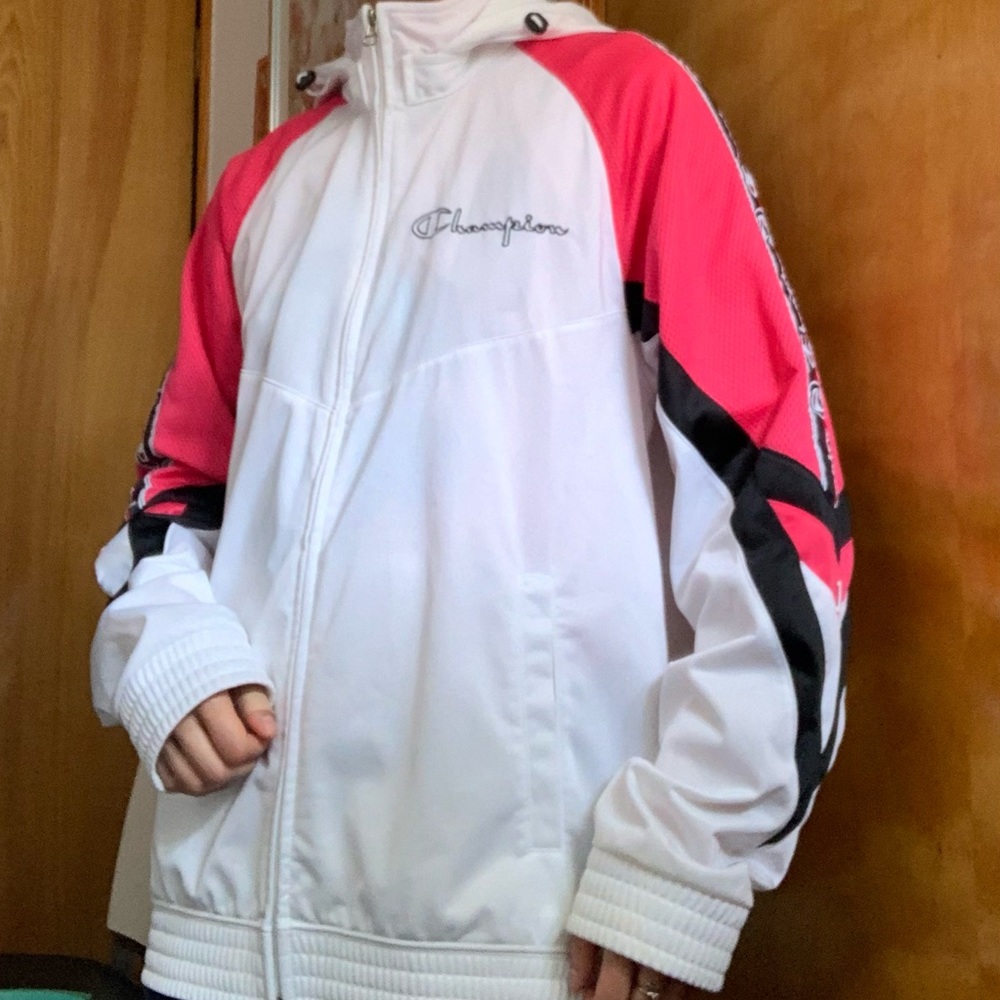 Pink and White Champion Jacket